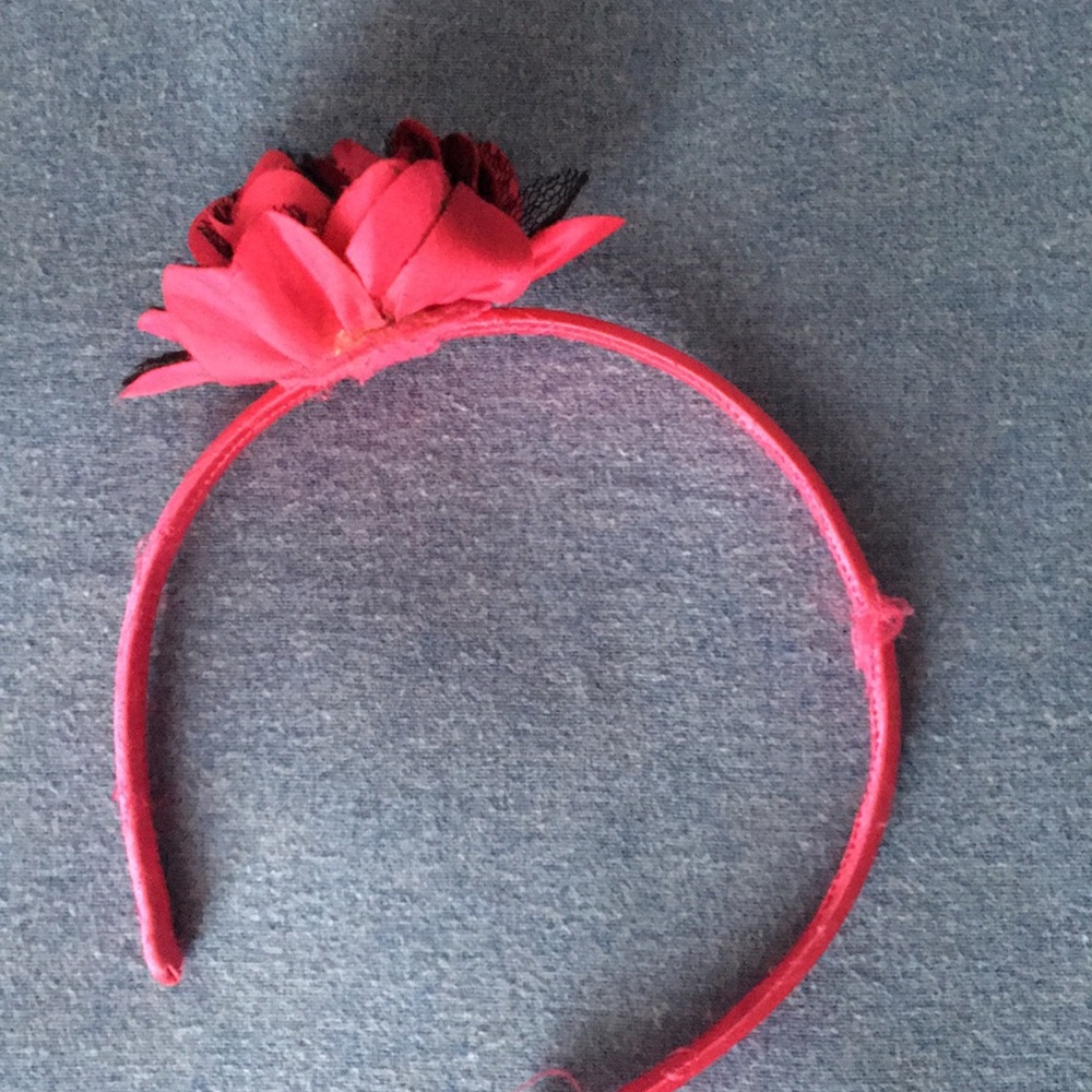 PINK HEADBAND, BLACK AND PINK FLOWER